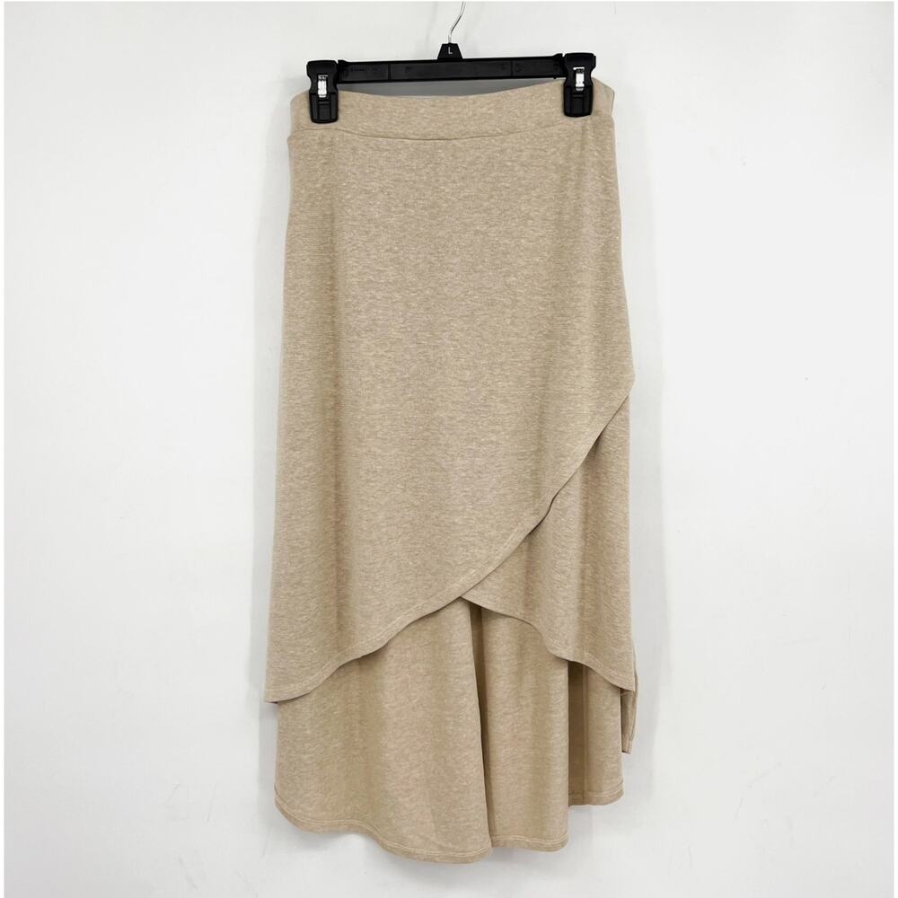 PRANA Women's Tidal Wave Midi Skirt Large Sand Beige High Low Knit NWT - Picture 3 of 13